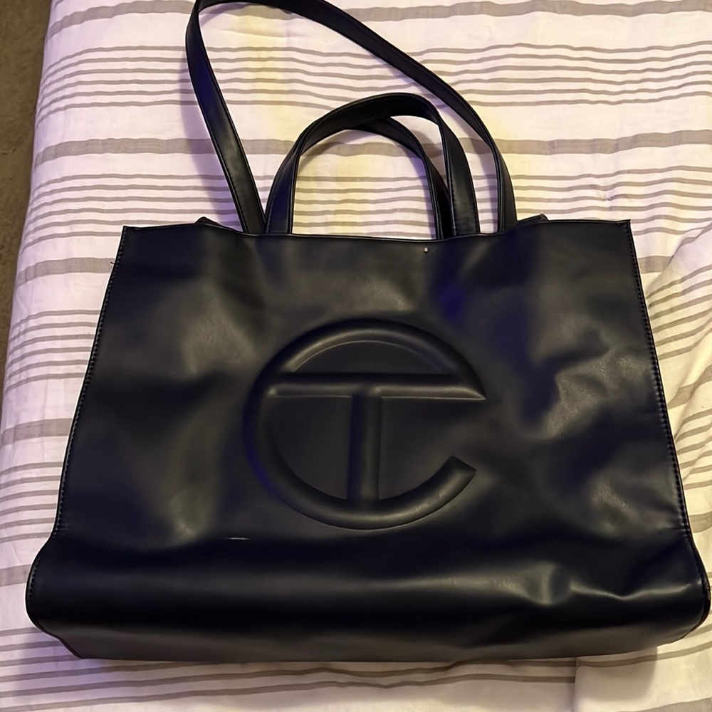 Telfar medium navy blue bag